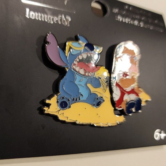 Loungefly Disney Lilo and Stitch Ice Cream Beach Enamel Pin Set 2 Piece NEW - Picture 7 of 10